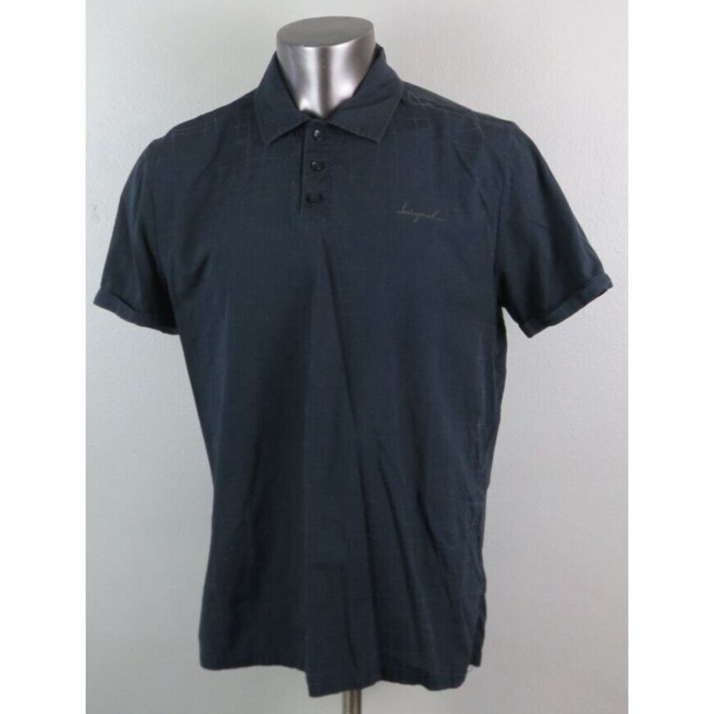 Mens Desigual Polo Shirt Size XXL Black Geometric‎ Cotton Short Sleeve